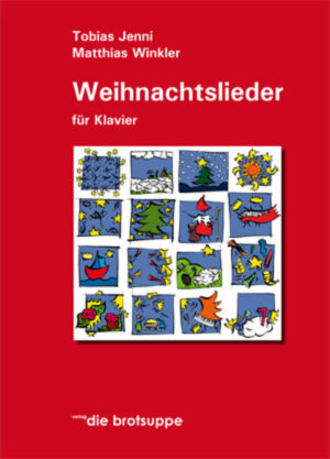 Klaviernoten für Anfänger, Fortgeschrittene und für vier Hände. Tobias Jenni hat die Noten der Weihnachtslieder neu über- und für die verschiedenen Klavierstufen bearbeitet. Matthias Winklers Illustrationen weihnachten sehr.