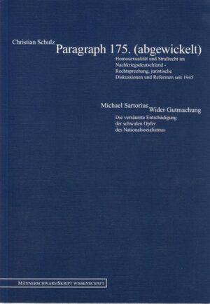 Als der § 175 am 31.5.1994 endgültig abgeschafft wurde, nahm die schwule Gemeinde davon kaum noch Notiz. Obwohl diese Änderung des Strafgesetzbuches seit je eine Forderung der Schwulenbewegung war, verdanken wir die Abschaffung dem Vereinigungsvertrag von BRD und DDR und der dadurch erforderlichen Rechtsangleichung in beiden Staaten. Christian Schulz beschreibt die juristischen Diskussionen und Reformen seit 1945 bis zur Abschaffung des Paragrafen und der Neufassung des § 182 (Sexueller Mißbrauch), der später mehrfach verändert und erweitert wurde. Der Band wird ergänzt durch eine Untersuchung von Michael Sartorius über die versäumte Wiedergutmachung der schwulen Opfer des Nationalsozialismus.