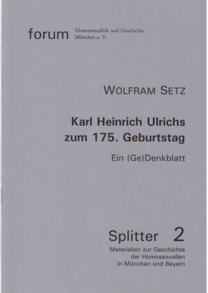 Karl-Heinrich Ulrichs (1825-1895) setzte sich zeitlebens für die rechtliche Gleichstellung von Homosexuellen ein. Er forderte, dass einvernehmlicher gleichgeschlechtlicher Sex zwischen Männern straffrei bleiben solle. In seiner Rede auf dem deutschen Juristentag 1867 in München versuchte er das Thema seinen Berufskollegen bewusst zu machen. Es war der mutigste Auftritt in seinem Leben. Ulrichs musste seinen Auftritt jedoch abbrechen und erntete nur Spott. Vier Jahre später wurde mit der Gründung des Deutschen Reiches der §175 in das Strafgesetzbuch aufgenommen. Damit war Ulrichs' Vorhaben gescheitert. Ulrichs veröffentlichte zwölf Schriften zur gleichgeschlechtlichen Liebe. Den Begriff Homosexualität gab es noch nicht, so erfand er die Bezeichnung Urning. In seinen Schriften stand er offen zu seiner eigenen Homosexualität. 1880 verließ Ulrichs seine Heimat in Richtung Italien, wo er 1895 starb.