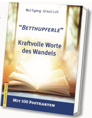 Mut, Kraft und Vertrauen zum Teilen und Versenden! Einzigartiges Postkartenbuch mit 100 Postkarten zum Heraustrennen. Der Unternehmer und 3-fache Familienvater Wolfgang Greulich vermittelt in seinen Betthupferle-Botschaften (diese werden täglich abends in seinem Telegram-Kanal "Wolfmut Tiefgang" veröffentlich) auch in dieser für viele herausfordernden Zeit der Pandemie Vertrauen und Kraft, um immer weiter aktiv für eine bessere Zukunft der Menschheit einzutreten. Kraftvolle, sehr liebevolle und friedvolle Texte, die das Verbindende und Miteinander aller Menschen in den Vordergrund stellen und den Fokus auf eine gute Zukunft legen. Jede Karte ist mit einem Bild oder Foto gestaltet und lässt sich aus dem Buch heraustrennen. So gibt es positive Energie zum Teilen, Verschenken und Versenden. Die Karten eignen sich auch wundervoll als Dekoration am Spiegel, Küchenschrank oder als Lesezeichen. Der Autor ist selbst Unternehmer und Familienvater und tritt seit vielen Monaten aktiv für ein freies Deutschland sowie für die Rechte der Kinder und Ältesten sowie aller Menschen ein. Zudem ist es ihm ein Anliegen, für die Rettung der deutschen Wirtschaft seine Stimme zu erheben, die den Politikern nicht allzu viel zu bedeuten scheint. Nach den 100 Postkarten (2 pro Seite) beschreibt der Autor auf einigen Seiten seinen persönlichen Werdegang, seine Sicht der Pandemie sowie die Entstehungsgeschichte der Betthupferle-Botschaften.