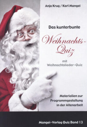 Viele Fragen rund um die Weihnachtszeit. In dem hier vorliegenden Quizband geht es rund um das Thema Weihnachten. Die Fragen im ersten Teil dieses Quizbandes reichen von der biblischen Weihnachtsgeschichte bis zu Rezepten für Weihnachtsgebäck. Gefragt wird nach bekannten Weihnachtsgedichten, nach Weihnachtsbräuchen, Weihnachtsmärkten usw. Im zweiten Teil geht es um Weihnachtslieder. Nach dem Motto „Raten und Singen“ werden zuerst Fragen zu bekannten Weihnachtliedern gestellt. Danach sind dann die vollständigen Liedtexte abgedruckt. Teil 1 - mit dem kunterbunten Weihnachtquiz - finden Sie von Seite 5 bis 58. Teil 2 - das Weihnachtsliederquiz - finden Sie dann ab Seite 59 bis 81. Danach, ab Seite 82, finden Sie Die Weihnachtsgedichte, nach denen im Quiz gefragt wird. Jeweils auf der Vorderseite eines Blattes stehen die Fragen. Gleich auf der Rückseite des Blattes finden Sie dann - ohne großes Suchen - die Antworten.