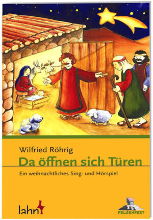 Wilfried Röhrig • Da öffnen sich Türen: Ein weihnachtliches Sing- und Hörspiel. Was es mit verschlossenen Türen auf sich hat, das erfahren Maria und Josef hautnah: Maria soll den verheißenen Messias zur Welt bringen, doch dann wird eine Volkszählung ausgerufen. Die beiden müssen sich auf den Weg nach Bethlehem machen, doch dort bleiben ihnen die Tore der Herberge verschlossen. Aber Gott hält immer wieder offene Türen bereit. Das weihnachtliche Sing- und Hörspiel von Wilfried Röhrig ermuntert kleine und große Leute, auf Gottes offene Türen zu achten und selbst eine offene Tür für Gottes Liebe zu sein. Auf der CD befinden sich folgende Titel: 01. Vorhang auf! 3:24 02. Szene 1: In der Werkstatt eines Türmachers 3:46 03. Die Weise, wie Gott zu uns spricht 1:21 04. Szene 2: Von Nazareth nach Bethlehem 3:19 05. Die Weise, wie Gott zu uns spricht 0:23 06. Szene 3: Herberge gesucht 0:58 07. Die Türen zu 3:39 08. Szene 3: Herberge gesucht 2:12 09. Die Weise, wie Gott zu uns spricht 1:43 10. Szene 3: Herberge gesucht 1:01 11. Wer hält das Steuer in der Hand 2:17 12. Szene 4: Gottes offene Türen 1:25 13. Es bricht ein Licht hervor 3:24 14. Szene 4: Gottes offene Türen 0:33 15. Gott braucht die offenen Türen 3:54 Gesamtspielzeit 33:19 Titel 16 bis 23 sind die Playbacks zu den Liedern