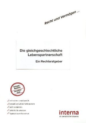 Sie leben in einer gleichgeschlechtlichen Beziehung und möchten diese gern offiziell machen? Dann können Sie gemeinsam eine so genannte eingetragene Lebenspartnerschaft schließen. Sie ermöglicht es gleichgeschlechtlichen Partnern bzw. Partnerinnen, in einem eheähnlichen Verhältnis zu leben - mit den daraus resultierenden Rechten und Pflichten. Die Lebenspartnerschaft ist aber gerade keine Ehe, sondern ein Abbild davon. Das bedeutet, dass eine Vielzahl von Paragrafen aus dem Eherecht anwendbar ist, viele Punkte allerdings auch anders behandelt werden. Durch die Registrierung der Partnerschaft erhalten die Partner bzw. Partnerinnen einen familienrechtlichen Status und gelten nun als Familienangehörige. Das heißt, sie müssen für einander Sorge und Verantwortung tragen. Aber wie läuft die Eintragung genau ab? Müssen die Partner/Partnerinnen besondere Voraussetzungen erfüllen? Wie sieht es mit der finanziellen Seite aus - gilt die Gütergemeinschaft, oder kann man/frau die Gütertrennung wählen? Und was gilt, wenn es entgegen allen Erwartungen zu einer Trennung kommt? Kann man für diesen Fall einen Vertrag schließen? Gibt es erbrechtliche Vorschriften? Ist ein gemeinsames Testament möglich? Wie können sich Partner/Partnerinnen bei all diesen Zweifelsfragen schon im Vorfeld absichern, damit ihre Lebenspartnerschaft in jeder Beziehung glückt? Antworten auf diese und viele weitere Fragen liefert ein Ratgeber aus den Bonner Fachverlag interna. Unter dem einfachen Titel Lebenspartnerschaft zeigt die Juristin Christina Klein sachlich präzise, doch gleichzeitig für Laien verständlich auf, was zu beachten ist, bevor man oder frau sich fürs Leben zusammentut. Wegweiser durch Paragrafen und Formalitäten Die angesprochenen Themen reichen dabei von den Voraussetzungen für die Begründung einer Lebenspartnerschaft und den Regelungen für den Vermögensstand bis hin zur Trennung der Lebenspartner. Zu allen Punkten bekommen die Leser und Leserinnen praxisbewährte Tipps - wertvolle Informationen, leicht verständlich aufbereitet. Dieser Ratgeber erscheint übrigens im Digitaldruck