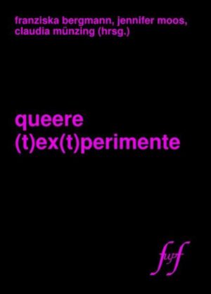 queer denken? queer handeln? queer schreiben? queer fotografieren? queer collagieren? queer lieben? queer verstehen? queer verbreiten? queer erweitern? dieses buch ist der versuch, mit queer gedankliche experimente zu wagen, mit queer zu (t)ex(t)perimentieren. als ein immer wieder auftauchender und abtauchender begriff wird queer dabei temporär mit bedeutung gefüllt, um diese bereits in der nächsten zeile, im nächsten text, im nächsten bild wieder zu hinterfragen und so ständig neu zu besetzen. queer steht nicht still. queere (t)ex(t)perimente setzt sich aus textdokumenten, wortspielereien, bildern und collagen zusammen, die unterschiedliche queere perspektiven auf raum-, zeit- und körperkonzepte, auf literatur, theater und film sowie auf auseinandersetzungen mit queer in universitär-wissenschaftlichen und subkulturellen communities richten.