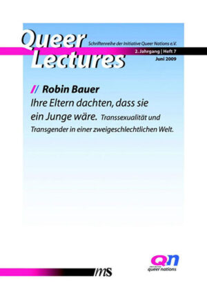 Männer, Frauen - und was noch? Transsexuelle, die von einem Geschlecht zum anderen wechseln, Transgenders, die zwischen den Geschlechtern leben, Intersexuelle, deren biologisches Geschlecht weder eindeutig Mann noch Frau entspricht: Robin Bauer stellt die Vielfalt von Transgender Identitäten und Lebensweisen vor und kritisiert die Vorstellung einer als natürlich aufgefassten Zweigeschlechtlichkeit. Es geht um das Wechselspiel von 'Betroffenen', Medizin und Psychiatrie, um die Formierung der Transgender-Bewegung und das schwierige Verhältnis selbst zu politisch aktiven Schwulen und Lesben.