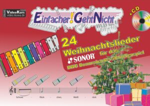 Einfacher geht es nicht: Die 24 schönsten Weihnachtslieder mit einzigartiger Notationsergänzung, die von Einsteigern sehr schnell auf dem Glockenspiel gespielt werden können. Das funktioniert ohne Notenkenntnisse, die spielerisch und ganz nebenbei gelernt werden. In der einzigartigen Grafik über jeder Note ist die anzuschlagende Klangplatte sowie die Note in der entsprechenden Farbe markiert. Achte auf die Farben: Dieses Heft eignet sich für das SONOR BWG Boomwhackers Glockenspiel mit bunten Klangplatten und F#+Bb Ergänzung. Diese sind beim BWG enthalten. Vergleiche einfach die Farben auf dem Cover mit dem Instrument. Ein besonderes Erlebnis und kleine Herausforderung: Das Mitspielen zum Play Along! Zu jedem Lied gibt es ein "Play Along" in langsamen Tempo mit Einzähl-Klick und eine schnellere Instrumentalversion zum Kennenlernen der Melodien, Mitsingen oder Mitspielen für Fortgeschrittene. Diese sind auf der beiligenden Audio-CD oder per Link zu verschiedenen Streamingdiensten direkt auf dem Smartphone verfügbar. Viele kostenlose Ergänzungen! Der Verlag aus Freiburg im Breisgau bietet außerdem zum Download auf seiner Webseite: ✔️ Begleitvideos mit Infos und nützlichen Tipps zum Spielen. ✔️ Liedtexte zu allen Liedern ✔️ Noten mit den Zweitstimmen zu allen Liedern ✔️ Noten für Klavierbegleitung zu allen Liedern Alles passt zusammen: Die Lieder in den Heften dieser Reihe sind so arrangiert, dass sie mit den anderen Instrumenten (Glockenspiel, Gitarre, Mundharmonika, Ukulele, Blockflöte, Kalimba, usw.) zusammen gespielt werden können. Inhalt: 01: Ihr Kinderlein, kommet 02: Schneeflöckchen, Weißröckchen 03: Vom Himmel hoch, da komm' ich her 04: Alle Jahre wieder 05: Am Weihnachtsbaum die Lichter brennen 06: Morgen, Kinder, wird's was geben 07: Kommet ihr Hirten 08: Leise rieselt der Schnee 09: Morgen kommt der Weihnachtsmann 10: Still, still, still, weil's Kindlein schlafen will 11: O du fröhliche, o du selige 12: Lasst und froh und munter sein 13: Laterne, Laterne 14: Sankt Martin 15: Stille Nacht, heilige Nacht 16: Zu Bethlehem geboren 17: O Tannenbaum 18: Kling, Glöckchen, kling 19: Ich geh mit meiner Laterne 20: Was soll das bedeuten 21: Fröhliche Weihnacht überall 22: Süßer die Glocken nie klingen 23: Nun singet und seid froh! 24: Jingle Bells Viel Spaß beim Spielen auf deinem Glockenspiel!