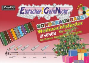 Einfacher geht es nicht: SONDERAUSGABE für das GS Kinder Glockenspiel mit einer Auswahl der Lieder, die mit den Tönen der C-Dur Tonleiter (ohne F# und Bb) gespielt werden können. Das funktioniert ohne Notenkenntnisse, die spielerisch und ganz nebenbei gelernt werden. In der einzigartigen Grafik über jeder Note ist die anzuschlagende Klangplatte sowie die Note in der entsprechenden Farbe markiert. Achte auf die Farben: Dieses Heft eignet sich für das SONOR GS Kinder Glockenspiel mit bunten Klangplatten ohne F#+Bb Ergänzung. Vergleiche einfach die Farben auf dem Cover mit dem Instrument. Ein besonderes Erlebnis und kleine Herausforderung: Das Mitspielen zum Play Along! Zu jedem Lied gibt es ein "Play Along" in langsamen Tempo mit Einzähl-Klick und eine schnellere Instrumentalversion zum Kennenlernen der Melodien, Mitsingen oder Mitspielen für Fortgeschrittene. Diese sind auf der beiligenden Audio-CD oder per Link zu verschiedenen Streamingdiensten direkt auf dem Smartphone verfügbar. Viele kostenlose Ergänzungen! Der Verlag aus Freiburg im Breisgau bietet außerdem zum Download auf seiner Webseite: ✔️ Begleitvideos mit Infos und nützlichen Tipps zum Spielen. ✔️ Liedtexte zu allen Liedern ✔️ Noten mit den Zweitstimmen zu allen Liedern ✔️ Noten für Klavierbegleitung zu allen Liedern Alles passt zusammen: Die Lieder in den Heften dieser Reihe sind so arrangiert, dass sie mit den anderen Instrumenten (Glockenspiel, Keyboard, Klavier, Mundharmonika, Ukulele, Blockflöte usw.) zusammen gespielt werden können. Inhalt: 01: Ihr Kinderlein, kommet 02: Schneeflöckchen, Weißröckchen 03: Vom Himmel hoch, da komm ich her 04: Alle Jahre wieder 05: Am Weihnachtsbaum die Lichter brennen 06: Kommet, ihr Hirten 07: Morgen kommt der Weihnachtsmann 08: Still, still, still, weil's Kindlein schlafen will 09: O du fröhliche 10: Lasst und froh und munter sein 11: Laterne, Laterne 12: Sankt Martin 13: Stille Nacht, heilige Nacht 14: Ich geh mit meiner Laterne 15: Was soll das bedeuten 16: Süßer die Glocken nie klingen Viel Spaß beim Spielen auf deinem Glockenspiel!