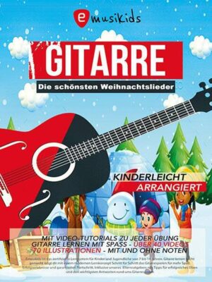 Die schönsten Weihnachtslieder für Gitarre einfach arrangiert von Kinderleicht bis etwas fortgeschritten - mit Tabulatur, Akkorden, Text, Fingerstyle: Das Gitarren Weihnachtsbuch für Jung und Alt. Gitarrenanfänger sowie leicht Fortgeschrittene. Das Weihnachtsliederbuch ist perfekt für Kinder, Jugendliche und Erwachsene, die in kurzer Zeit Weihnachtslieder spielen oder sich beim Singen begleiten möchten. Die vielen bekannten Weihnachtslieder im Gitarrenbuch motivieren und machen Lust aufs Spielen. Die sorgfältig ausgewählten Weihnachtsklassiker sind für Gitarre leicht arrangiert und für Gitarrenschüler auch bei steigendem Schwierigkeitsgrad gut spielbar. Neu ist jetzt auch die Möglichkeit, mit dem Buch an themenspezifischen Live-Gitarrenstunden teilzunehmen, die genau auf die Inhalte abgestimmt sind, die ihr im Buch gerade bearbeitet. Ideal für Alle, sich das Gelernte unter Anleitung in diesen regelmäßigen Online-Gitarrenstunden noch einmal live zeigen zu lassen und direkt anzuwenden. Weihnachtslieder für Gitarre Die bekannten Lieder im Weihnachtsbuch sind mit einfachen Gitarrengriffen ( vollkommen ohne Barré Griffe ) arrangiert. Jedes Weihnachtslied enthält verschiedene Schwierigkeitsstufen - von der einfachen Melodielinie über das Begleiten mit Akkorden bis teilweise hin zu einfachen Fingerstyle Arrangements. Zudem enthält jedes Weihnachtslied Liedtexte mit den Akkorden darüber. Es ist somit das perfekte Weihnachtsbuch für Gitarrenanfänger sowie leicht Fortgeschrittene. Wundervolle Weihnachtslieder für Gitarre Jingle Bells Leise rieselt der Schnee Ihr Kinderlein kommet Lasst uns froh und munter sein We wish you a merry christmas Alle Jahre wieder Kling Glöckchen Kling Morgen kommt der Weihnachtsmann Süßer die Glocken nie klingen Kommet ihr Hirten Oh du Fröhliche