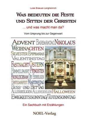 Alle uns heute bekannten oder auch unbekannten Feste, Sitten und Gebräuche sind hier in übersichtlicher Form geordnet und vorgestellt: Ihr Ursprung aus vorchristlicher Zeit bis hinein in die Gegenwart beschreibt und begründet, was man wissen möchte oder auch wissen sollte. Alle vorgestellten Feste, Sitten und Gebräuche haben einen mehr oder weniger starken Bezug zum Christentum, schenken aber auch die Freiheit, Glaube und Unglaube, Kunst und Kitsch, Bescheidenheit und Protz miteinander zu verbinden. Das nannte Luther ‚die Freiheit eines Christenmenschen‘. Alle Feste und Sitten sind mit Schönheit, Freude und Nächstenliebe verbunden, Fähigkeiten, die der Schöpfer seinen Geschöpfen in die Wiege gelegt hat. Aber auch Trost und Zuversicht vermitteln sie uns bis hin zu der Hoffnung, dass am Ende alles wieder gut wird. Einfache Bilder christlicher Glaubensaussagen und Botschaften liegen in unseren Festen, Sitten und Gebräuchen. Ihren tiefen Sinn zu erfassen und zu verstehen ist das Anliegen dieser Sammlung der Feste und Sitten der Christen.