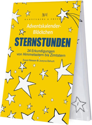 Adventskalender-Blöckchen Sternstunden 24 Erkundigungen von Himmelsstern bis Zimtstern Der Stern ist eines der wichtigsten Symbole des Weihnachtsfestes. Deshalb haben wir es im Advent überall mit Sternen zu tun: Strohsterne, Zimtsterne, Sterne am Himmel, auf der Erde und am Baum. Dieses Blöckchen versammelt 24 kleine Sternstunden bis Weihnachten.