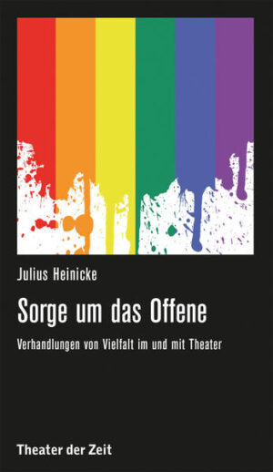 Vielfalt ist das Motto und zugleich die größte Herausforderung unserer Gegenwart: Die Gesellschaft wird bunt, die Lebensentwürfe ebenso. In diesen Zeiten von Auf- und Umbrüchen spielt Theater eine entscheidende Rolle: Es vermag Diversität auf ganz verschiedene Weise zu verhandeln. Doch es tut sich nicht immer leicht damit - koloniale Muster haben ihre Wirksamkeit längst nicht eingebüßt. In seiner Habilitationsschrift betrachtet Julius Heinicke anhand gegenwärtiger Festivals und Inszenierungen in Deutschland und dem südlichen Afrika die paradoxe Situation und entwickelt eine Vorstellung von Ästhetik, die sich um das Offene sorgt, indem durch ihr Wirken Gleichheit im Verschiedensein erfahren wird. Der zweite Teil nimmt die Rahmenbedingungen in den Fokus: Welche kulturpolitischen Entscheidungen müssen getroffen, welche Umbrüche inszeniert werden, damit die Theaterlandschaft sich der Vielfalt auch zukünftig stellen kann?