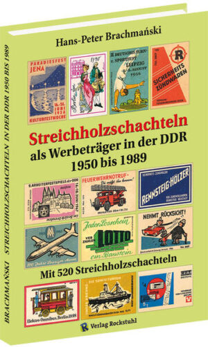 Autor Hans-Peter Brachmánski, Taschenbuch, 104 Seiten mit 520 Abbildungen Mit 520 Streichholzschachtelabbildungen von 1950-1989 Nach 1945 bestanden im Osten Deutschlands nur wenige derartige Firmen. In Coswig (Anhalt), in Olbernhau und Werke in Riesa. Nach einer Übergangsphase mit neu gegründeten, kleineren Betrieben in Berlin-Malchow, Mühlberg (Elbe), Suhl, Meiningen, Berlin-Köpenick, Rostock und zwei Werken in Neustadt am Rennsteig, erfolgte später die Konzentration der Streichholzherstellung in staatlichen Großbetrieben. Der größte dieser Betriebe war der spätere VEB Zündwarenwerke Riesa, der neben Streichhölzern auch pyro- und chemisch-technische Produkte aller Art herstellte. Bis zu 70% der Herstellung kamen in die BRD sowie in die befreundeten sozialistischen Bruderstaaten des RGW! Zudem gelangten hierbei Werbeaufdrucke in slawischen Sprachen auf die Streichholzschachtelvorderseiten. Bis zu 600 Mitarbeiter zählte der VEB-Betrieb in Glanzzeiten. Dessen jähes Ende kam mit dem Zusammenschluß der deutschen Staaten im Jahr 1990. Dieses Buch erinnert an die Geschichte der Schwefelhölzchen bis hin zur Streichholzproduktion in der DDR. Hier im Buch wird ein Teil der Streichholzschachtelsammlung von Wolfgang Brachmański vorgestellt - worin etliche Erfurtobjekte enthalten sind. THEMEN IM BUCH: Altstoff und Altpapier