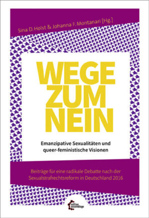 Wege zum Nein betrachtet die Reform des Sexualstrafrechts 2016 im gesellschaftlichen Kontext sexueller Gewalt, sexueller Selbstbestimmung und Emanzipation. Antirassistische queer-feministische Perspektiven beziehen klare Positionen, machen sich angreifbar und treten in Austausch miteinander. Sexualstrafrecht, #NeinHeisstNein, rassistische Instrumentalisierung, Rassismus in Deutschland, Vergewaltigungskultur, persönliche Erfahrungen, feministische Geschichte_n und Konsens werden nicht als Einzelthemen, sondern in ihrer Abhängigkeit voneinander diskutiert. Dabei ist die zentrale Frage, wie Räume sozialer Interaktion geschaffen werden können, in denen Nein nicht nur möglich ist, sondern wertgeschätzt wird. Die Publikation gibt einerseits unterschiedlichen Analysen Raum, die den gesellschaftlichen Status Quo thematisieren und attackieren. Andererseits entwirft und formuliert sie Argumente und Visionen, diesen Status Quo zu verändern, sich Handlungsmacht anzueignen und diese zu erweitern.