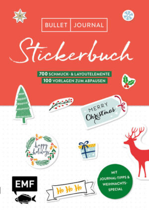 Merry Christmas! Die Advents- und Weihnachtszeit bietet viele Möglichkeiten zum Stickern. Auf Geschenken, Weihnachtskarten, aber natürlich auch im Bullet Journal. In„Bullet Journal - Stickerbuch - Merry Christmas“ finden sich 900 neue und trendige Sticker zur Dekoration. Darunter befinden sich Sticker mit süßen Weihnachtsfiguren, dekorativen Kränzen, Schneeflocken, weihnachtlichen Schriftzügen, Bannern und vielem mehr. Auch das klassische Journaling ist mit praktischen Setups für das Bullet-Journal vertreten: Monatsübersichten sowie alle Tage und Monate in schöner Handlettering-Schrift. So wird die monatliche und wöchentliche Planung nicht nur erleichtert, sondern gleichzeitig verschönert.