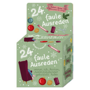 Huch, schon wieder Advent! Hast du auch das Gefühl, dass Weihnachten jedes Jahr so plötzlich kommt? Keine Sorge, mit unserer Adventskalender-Box "24 faule Ausreden" bist du bestens vorbereitet, um die Vorweihnachtszeit in vollen Zügen zu genießen, ganz ohne Bastelstress! Diese Adventskalender-Box ist für alle, die sich jedes Jahr aufs Neue vornehmen, die Weihnachtszeit ganz bewusst und stimmungsvoll zu gestalten - und es dann doch wieder vergessen haben, bis es fast zu spät ist. 24 humorvolle Ausreden-Karten: Diese Box ist gefüllt mit lustigen Ausreden, warum du keinen Adventskalender gebastelt hast. Perfekt, um die Stimmung zu lockern und für ein Schmunzeln zu sorgen! 24 Ideen, Anregungen und Basteleien: Neben den Ausreden enthält die Box auch tolle Ideen, Anregungen und Basteleien, die echte Weihnachtsstimmung bringen. So wird die Adventszeit garantiert nicht langweilig! Neues Format für Adventskalender: Unsere Adventskalender-Box bietet ein völlig neues Format, das Tradition mit Humor verbindet. Eine einzigartige Möglichkeit, die Vorweihnachtszeit zu erleben! Ziehen, freuen, Stimmung verbreiten: Mit dem herausziehbaren Mechanismus ist jede Karte eine Überraschung. Ziehe eine Karte, freue dich über die Ausrede oder die Idee und verbreite die Adventsstimmung weiter! Perfektes Geschenk für die Vorweihnachtszeit: Die "24 faulen Ausreden" Adventskalender-Box ist nicht nur für dich selbst gedacht, sondern auch ein originelles Geschenk für Freunde und Familie. Mach ihnen eine Freude und sorge für eine entspannte und lustige Vorweihnachtszeit!