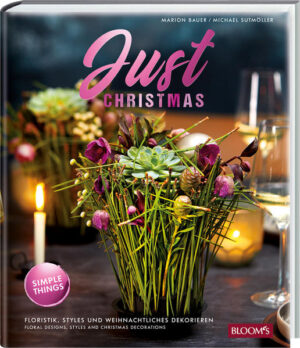 Zeitgemäße Dekorationsideen mit stimmungsvoller Floristik vermittelt der Titel „Just Christmas - Floristik, Styles und weihnachtliches Dekorieren“ von Trendscout und Designerin Marion Bauer. Zusammen mit dem BLOOM’s-Floristenteam entstand das inspirierende Buch, das Profi-Floristen wie begeisterte Floralfans gleichermaßen anspricht. Von easy bis anspruchsvoll, von natürlich bis perfekt präsentiert es florale Dekorationsideen zum Nachmachen und Design in passenden Stimmungswelten. Die sieben Kapitel zeigen unterschiedliche Farbspektren und Styles. Aber eines haben sie gemein: Die Floristik ist lässig und mit vielen Naturmaterialien gestaltet. Akzente setzen Bänder, Accessoires, abgestimmte Kerzen und Glasschmuck. Viele „simple things“ von der guten, schnell und leicht gemachten DIY-Idee, über How-to-dos und beschreibenden Details bis zu handwerklichen Tipps und Tricks machen das Werk zu einem aktuellen und impulssetzenden Buch für alle Floralinteressierten, die nach innovativen Kreationen und spannenden Techniken suchen.