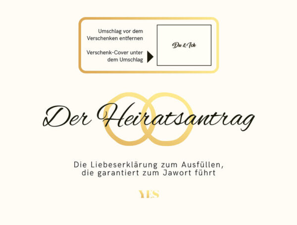 Du möchtest der Liebe deines Lebens die Frage aller Fragen stellen? Dabei hilft dir dieses Buch, das mit deinen Antworten ergänzt zu einer wunderschönen Liebeserklärung wird. Die durchgehend illustrierten Seiten führen mit Erinnerungen, Komplimenten und Wünschen zum Heiratsantrag. Wer möchte, kann auf den linken Seiten eigene Fotos einkleben. Vor dem Verschenken wird der Schutzumschlag entfernt, sodass deine Liebste oder dein Liebster erst am Ende der Lektüre erfährt, dass du um ihre oder seine Hand anhältst. Ausgefüllt wird das Buch zu einem romantischen und sehr persönlichen Geschenk und einem wundervollen Andenken an eure Verlobung. Denn wer so einen Liebesbeweis erhält, wird garantiert auch Ja sagen wollen. Das Buch ist geschlechtsneutral und für alle Paarkonstellationen geeignet.