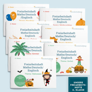 7 Freiarbeitshefte für die 4. Jahrgangsstufe zum Preis von 6 - Unser Set: "Mit dem Grundschulkönig durch das 4. Schuljahr" Mit diesem Set könnt Ihr gemeinsam mit dem Grundschulkönig durch das Schuljahr reisen. Es enthält alle sieben Freiarbeitshefte mit saisonalen Themen und spannenden, abwechslungsreichen Übungen, passend zur jeweiligen Jahrgangstufe. Die Freiarbeitshefte können zur vertiefenden Wiederholung des Lernstoffs eingesetzt werden und sind auf den jeweiligen Stand der Klassenstufe abgestimmt.  Kurze Übungen, Rätsel und Knobelaufgaben lockern den Schulalltag auf und das erlernte Wissen wird spielerisch verfestigt. Das kompakte Format macht unsere Freiarbeitshefte zum idealen Begleiter für kurzweilige Übungen in der Schule, unterwegs oder in der Mittagsbetreuung und im Hort. Was enthält das Freiarbeitshefte-Set “Mit dem Grundschulkönig durch das 4. Schuljahr”? sieben 20-seitige DIN-A5-Freiarbeitshefte in gedruckter Form zusammengefasst mit einer hübschen Banderole Lösungen ausgedruckt jeweils beiliegend beim Heft Zusendung erfolgt per Post in Deutschland gedruckt Weitere Informationen auf grundschulkoenig.de!