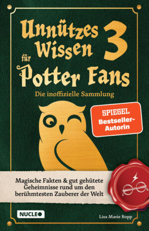 Dieses Buch voller Geheimnisse verzaubert Potter-Fans! Noch mehr unglaubliche Fakten, noch mehr Hintergrundinformationen zum Staunen: Der dritte Teil der skurrilen Wissenssammlung zur Zauberwelt sorgt für verblüffte Gesichter. Du kennst das alles und meinst, absolut jedes Detail über Harry und die Zauberwelt zu wissen? Wusstest du denn auch schon, dass … der bekannte Zauberer Merlin ebenfalls in Hogwarts zur Schule ging? Basilisken aus einem Hühnerei schlüpfen? die Potter-Buchreihe ursprünglich schon 2003 abgeschlossen sein sollte? Ollivander für eine Revolution in der Zauberwelt sorgte? Die Fakten-Sammlung zum Staunen für Potterheads Noch immer gibt es Neues über Harry Potter zu erfahren. Lass dich überraschen und lüfte weitere 400 gut gehütete Geheimnisse rund um Hogwarts, Harry und die magische Welt der Zauberei! Highlights: Über 400 neue, unglaubliche Fakten über Harry, Hogwarts und Co. Spannende Geheimnisse, die selbst der größte Potter-Fan noch nicht kannte Hintergrundwissen zu Büchern, Filmen und Spielen zum Staunen Jetzt bestellen und über die kuriosen Fakten staunen.