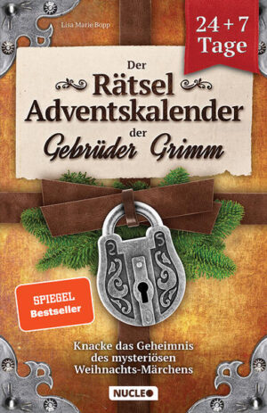 Knacke den Code und lüfte das Geheimnis Stell Dich der Herausforderung und beweise Denkvermögen, Knobelgeschick und Deine Auffassungsgabe! Werde zum Rätsel-Meister Mit diesem Adventskalender erlebst Du und Deine Familie eine packende Geschichte rund um Schneewittchen und die sieben Zwerge. Löse mysteriöse Codes und decke die dunklen Geheimnisse der bösen Königin auf. Ein spannendes Märchen trifft auf Escape-Rätsel Jeden Tag wird die packende Story fortgesetzt. Dabei bist Du nicht nur passiver Leser, sondern wirst selbst zum Teil der Geschichte: Löse knifflige Rätsel, um dem Geheimnis einen Schritt näherzukommen. 24 + 7 Tage voller Geheimnisse und Rätsel Wenn die Adventszeit vorbei ist, geht der Spaß am Knobeln einfach weiter. 24 Tage + 7 Tage extra sorgen für Rätselspaß bis Silvester. Highlights: Zahlreiche Knobel- & Rätselaufgaben Level: Einsteiger & Fortgeschrittene (ab 10 Jahren) Meistere die Rätsel alleine oder in der Gruppe Eine spannende Geschichte zur Weihnachtszeit 24 + 7 Tage voller Spaß: Der Adventskalender, der mehr kann Mehr Rätsel, mehr Story, mehr Spannung: Hol Dir jetzt das Escape-Adventskalenderbuch für die ganze Familie. Jetzt bestellen.