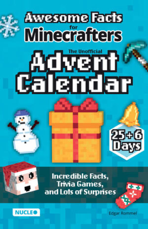 The Ultimate Gift for Minecrafters Put your controller or keyboard aside for a moment and let yourself be surprised every day. Interesting trivia, exciting quizzes, cool cocktail and baking ideas, and lots of surprises make for a fun-filled Christmas season. Minecraft Trivia to Leave You Stunned Incredible fun facts about the Minecraft universe await you every day. As well as lots of fun, the Advent calendar in book format is packed with interesting fun facts. Guessing Fun — How Well Do You Know Your Way Around? This Advent calendar is all about taking part: Show off your knowledge with a variety of games, tricky quizzes, and exciting puzzles. 25 + 6 Days of Fun The fun doesn’t stop after Christmas. In fact, this Advent calendar has 31 days to see you through to New Year’s Eve. And on Christmas and New Year’s Eve there are two very special surprises for the whole family. Highlights: A fun book Advent calendar for Minecraft fans of all ages Exciting facts, quizzes, recipes, and more every day 25 + 6 days of fun: the Advent calendar that can do more Two special surprises for Christmas and New Year’s Eve The Perfect Gift for Fun and Knowledge Whether you’re a young gamer, a teenager, or an adult, this Advent calendar will delight Minecraft fans of all ages. For yourself or as a gift: With this Advent calendar, all of December will be a celebration for Minecrafters. Order now!