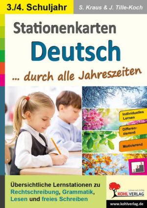 Das Arbeitsheft ist vorgesehen zum Einsatz in der Grundschule in den Klassen 3 und 4. Die Arbeitsblätter enthalten zahlreiche Stationskarten mit Übungen und Aufgaben (differenziert in drei verschiedene Niveaustufen) zur Wiederholung, Stärkung und Festigung der Rechtschreib- und Grammatikkenntnisse. Die Themen der Aufgaben drehen sich dabei um die vier Jahreszeiten . Die Kopiervorlagen sind bestens geeignet zum selbstständigen Arbeiten in der Freiarbeit, zum Üben zu Hause, für die Nachhilfe oder für Vertretungsstunden. Der Band ist mit Lösungen - auch zur Selbstkontrolle - ausgestattet. Die zahlreichen Stationen sprechen die Bereiche Grammatik, Rechtschreibung, Lesen und Schreiben an. Je nach individuellem Leistungsvermögen können verschiedene Niveaustufen ausgewählt werden. Die Themenbereiche werden wiederholt, vertieft und erarbeitet. Dabei ist sowohl Partner- als auch Einzelarbeit möglich. Abwechslungsreiche Inhalte werden durch selbstständiges Lernen erschlossen. Das eigenverantwortliche Tun unterstützt nicht nur die Sprach-, sondern auch die Methodenkompetenz. Dieser Arbeitsband mit jahreszeitbezogenen Inhalten stellt den Anspruch, den Unterrichtenden die alltägliche Arbeit zu erleichtern. Ein besonderer Schwerpunkt liegt dabei auf einer schüler- und handlungsorientierten Gestaltung der Lern- und Übungsangebote in den einzelnen Stationen. Die Reihenfolge der Stationen ist frei wählbar und ermöglicht dabei den Kindern ein individuelles Lern- und Arbeitstempo. Der individuell ausfüllbare Laufzettel sorgt bei dieser sehr differenzierten Arbeitsform für die durchgehende Übersicht über den Arbeitsstand. Die Tippkarten unterstützen selbstständiges Lernen durch gezielte Sachinformationen und Hilfen. 108 Seiten, mit Lösungen