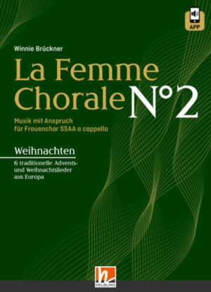 Auch im zweiten Band der Reihe La Femme Chorale bietet Winnie Brückner Arrangements für Frauenchor mit Anspruch. Dieses Mal widmet sich die erfahrene Sängerin und Arrangeurin ganz dem Thema Advent und Weihnachten. Neben bekannten deutschen Weihnachtsliedern finden sich in der Sammlung drei weihnachtliche Chorschätze aus Schweden, Frankreich und Tschechien. Damit das Einstudieren der herausfordernden Arrangements leichter fällt, bietet die kostenlose Media App (Zugangscode im Heft) Übe-Tracks zu allen Chorstücken. Die kostenlose HELBLING Media App (Download im Apple App Store oder im Google Play Store