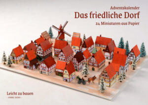 Weihnachtliche Miniaturen aus Papier - als Adventskalender, Baumschmuck oder Tischdeko Die Zeichnungen auf den Bausätzen sind alle liebevoll von Hand gefertigt. Das Basteln des Papiermodells hat meditative Wirkung - für eine friedvolle und besinnliche Auszeit von den Bedrängnissen der Gegenwart. Die vierundzwanzig Bauwerke, bestehend aus einer Kirche, einer Mühle und Häusern, ergeben zusammen einen märchenhaften Adventskalender, Dekoration für das Zuhause oder als Baumschmuck - zur Weihnachtszeit oder das ganze Jahr über. Ein wunderschöner, farbenfroher und doch edler Hingucker, den nicht jeder hat. - Papiermodell in vierundzwanzig Miniaturen aus Papier (ohne Deko). - Als Adventskalender nutzbar (Beigefügte Zahlen lassen sich auf die Bauwerke kleben) - Das Modell hat aufgebaut eine Größe von ca. 40 x 50 cm. - Der Aufbau der Bastelbögen gelingt leicht mit Schere und Klebe - Unter die 24 Bauwerke lassen sich als Kalender bequem kleine Köstlichkeiten oder Überraschungen verstecken. - Oder Sie nutzen die Miniaturen einzeln, als Baumschmuck oder Tischdeko das ganze Jahr über.