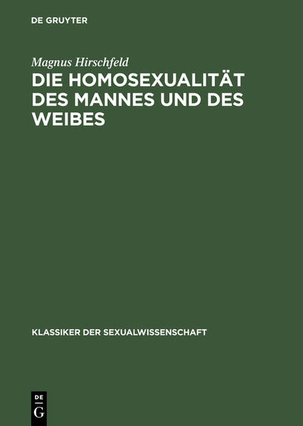 Die Homosexualität des Mannes und des Weibes | Gay Books & News
