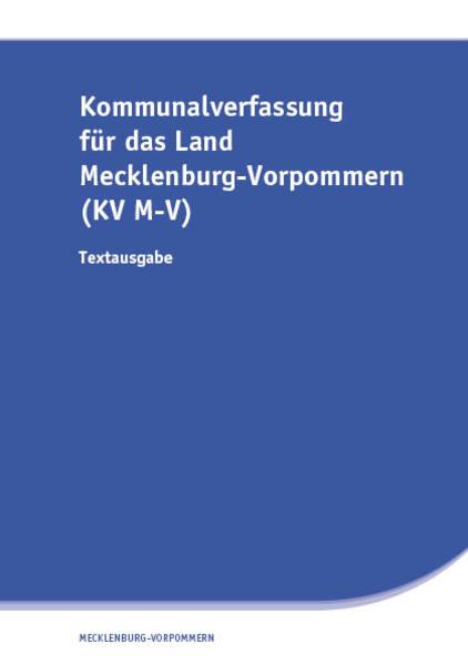 Kommunalverfassung für das Land Mecklenburg-Vorpommern (KV M-V) | Gay Books & News