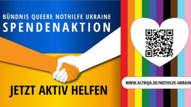 Das Bündnis Queere Nothilfe Ukraine ist ein Zusammenschluss verschiedener Organisationen aus der LSBTIQ*-Community in Deutschland. Es unterstützt queere Menschen, die aus der Ukraine fliehen mussten oder noch im Land sind.